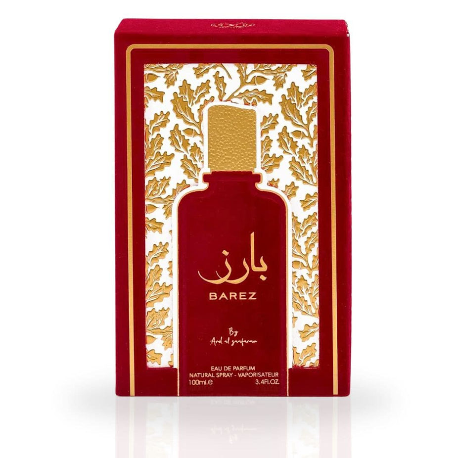 Ard Al Zaafaran Barez EDP spray 100ml with a luxurious bottle, showcasing a long-lasting, refreshing citrusy scent.