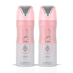 Yara Perfumed Body Sprays 200ml (6.7 oz) for Women by Lattafa | Stay Fresh With a Soft Blend of Orchid, Tropical Fruits & Creamy Vanilla. (Pack of 2)