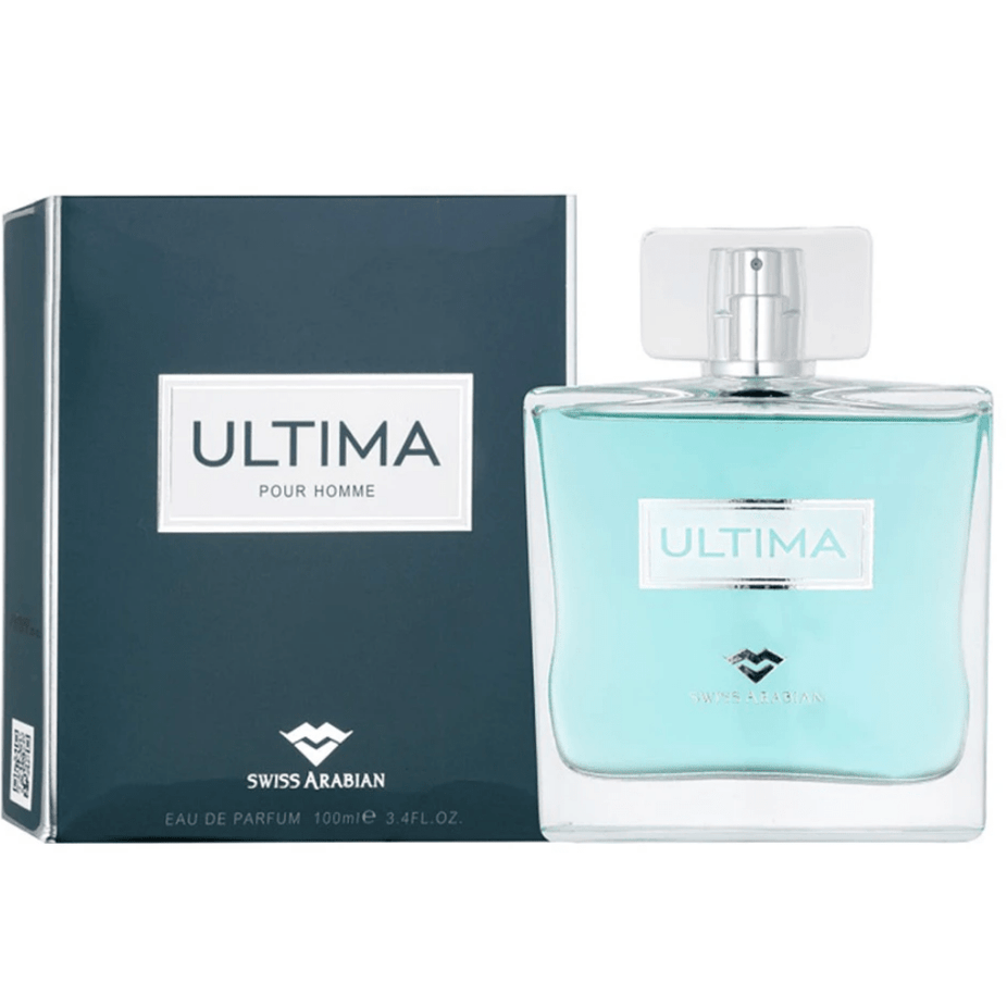 Swiss Arabian Ultima for Men Eau De Parfum 100ML bottle, sleek design, showcasing the premium men's fragrance.