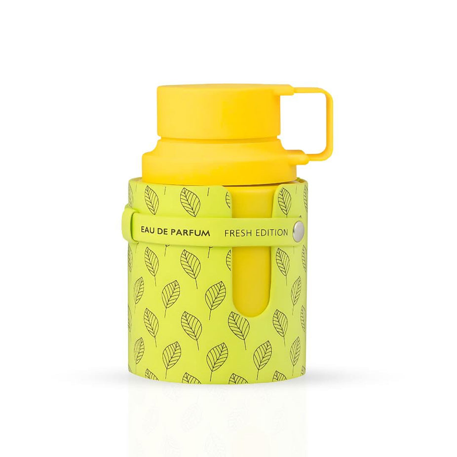 Odyssey Limoni Eau de Parfum Spray by Armaf, 100ml bottle with elegant design and golden accents.