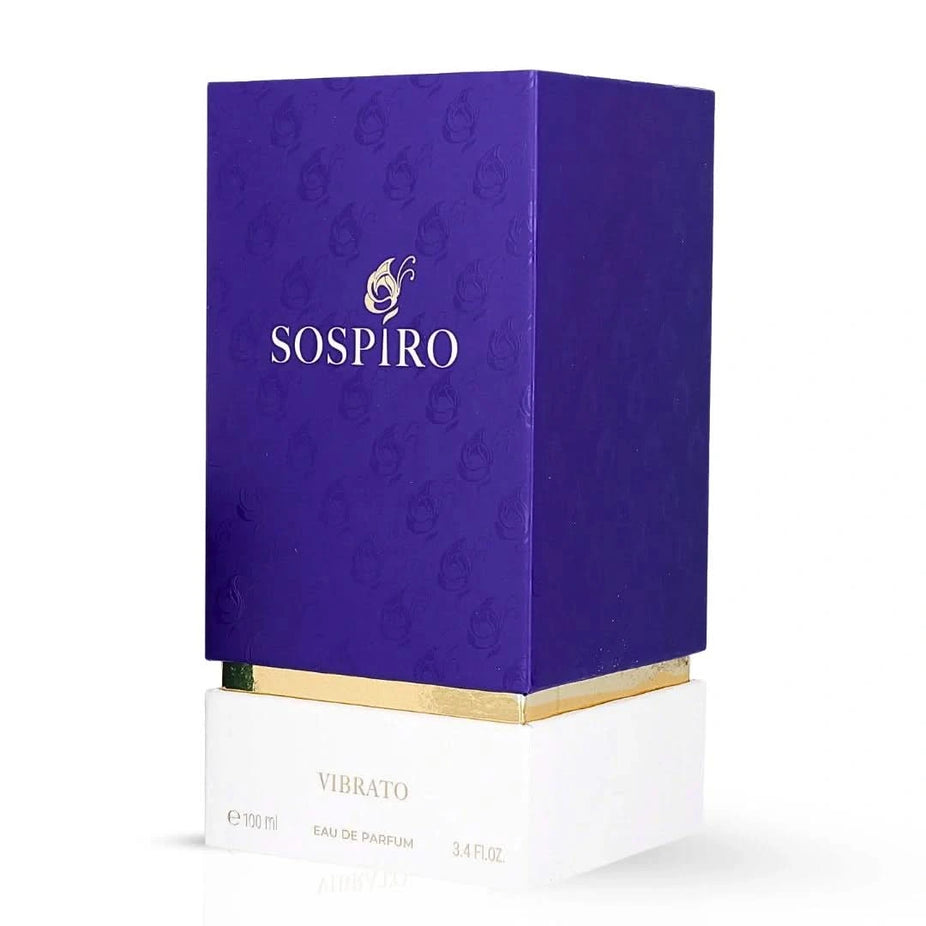 Sospiro Vibrato Eau De Parfum Spray 100ml bottle, elegant design, with the fragrance's luxurious scent indicated on the label.