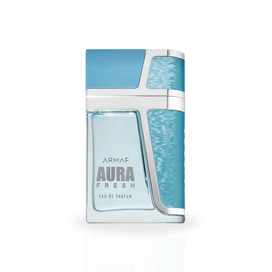 Aura Fresh Eau de Parfum spray by Armaf, 100ml bottle, with elegant packaging and fragrance notes visible in the image.