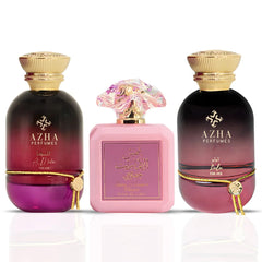 Pink Blush by Ard Al Zaafaran, Al Maha & Lulu by Azha – Eau de Parfum Sprays 100ML (3.4 OZ) | Feminine & Enchanting—Three Scents That Layer Sweetness, Florals & Depth (Bundle)