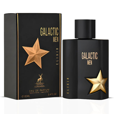 Galactic Men Intense & Galactic Men Elixir Eau De Parfum Sprays 100ML (3.4 OZ) by Maison Alhambra | A Rich, Smoky Duo with Notes of Tobaco, Honey & Amber for a Bold Scent Experience. (Bundle) - Intense Oud