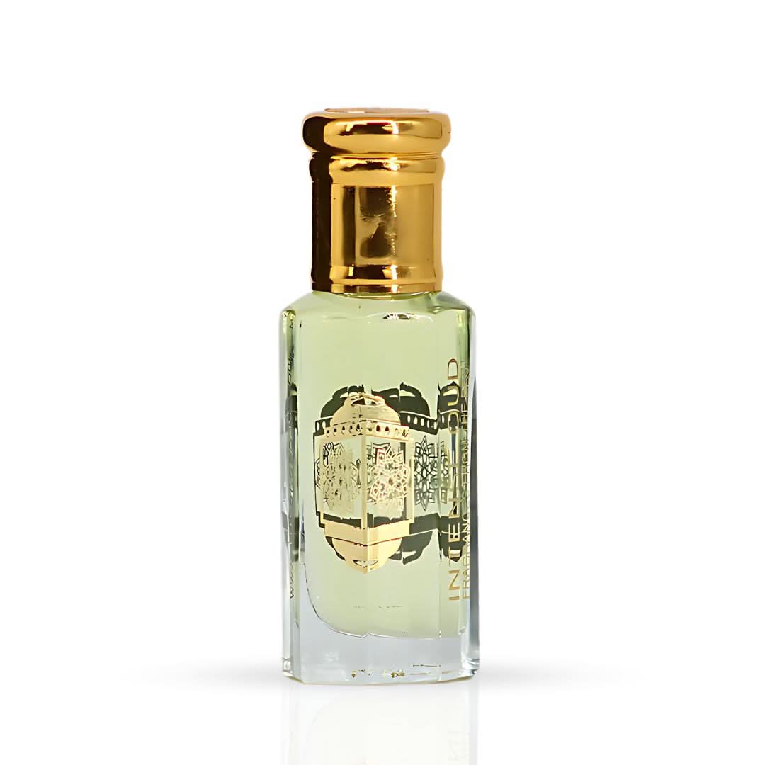 Intense Oud Emperor Perfume Oil 12ml in a black gift box, featuring a clear glass bottle with a black cap and elegant packaging.