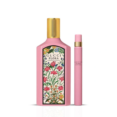 Gucci Flora Gorgeous Gardenia Travel Set (EDP Spray 3.3 Oz & EDP Spray 0.33 Oz) | Dew-Kissed Petals & Sugar-Dusted Sunshine - Intense Oud