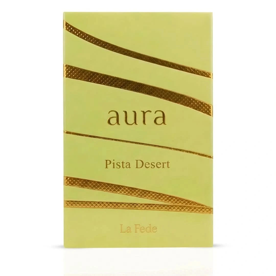 Khadlaj La Fede Aura Pista Eau de Parfum spray bottle, 100ml, with elegant packaging and fragrance details visible.