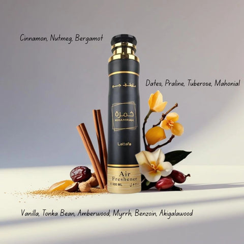 Khamrah Air Freshener 300ML (10.1 OZ) by Lattafa | Rich Notes, Luxe Vibes—Let Every Room Exude Elegance. - Intense Oud