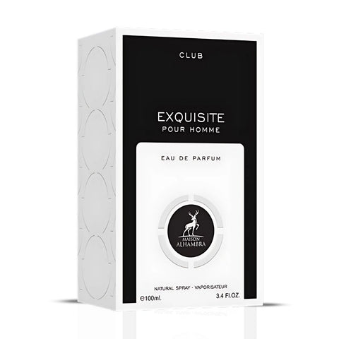 Exquisite Club Pour Homme Eau De Parfum Spray 100ML (3.4 OZ) by Maison Alhambra | A Fresh, Spicy Start with Floral Elegance & a Warm, Smooth Finish. - Intense Oud