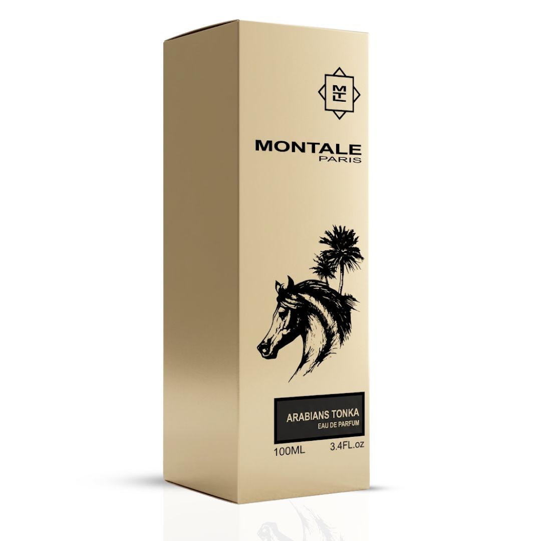 Montale Arabians Tonka Eau de Parfum spray bottle, 100ml, elegant packaging with a sophisticated fragrance appeal.