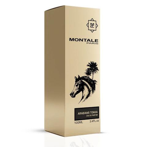 Montale Arabians Tonka Eau de Parfum spray bottle, 100ml, elegant packaging with a sophisticated fragrance appeal.