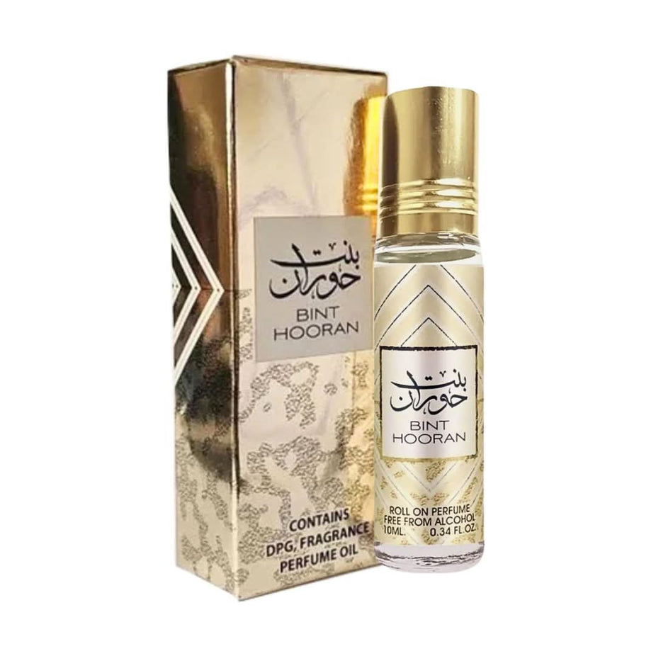 Bint Hooran concentrated perfume oil by Ard Al Zaafaran in a 10ml roll-on bottle, shown with the product packaging.