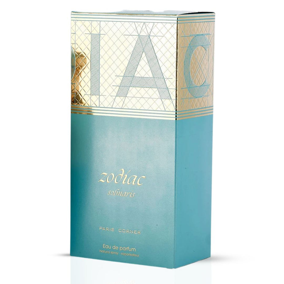 Zodiac Solmaris Eau de Parfum spray by Paris Corner, 100ml, showcasing the elegant fragrance bottle.