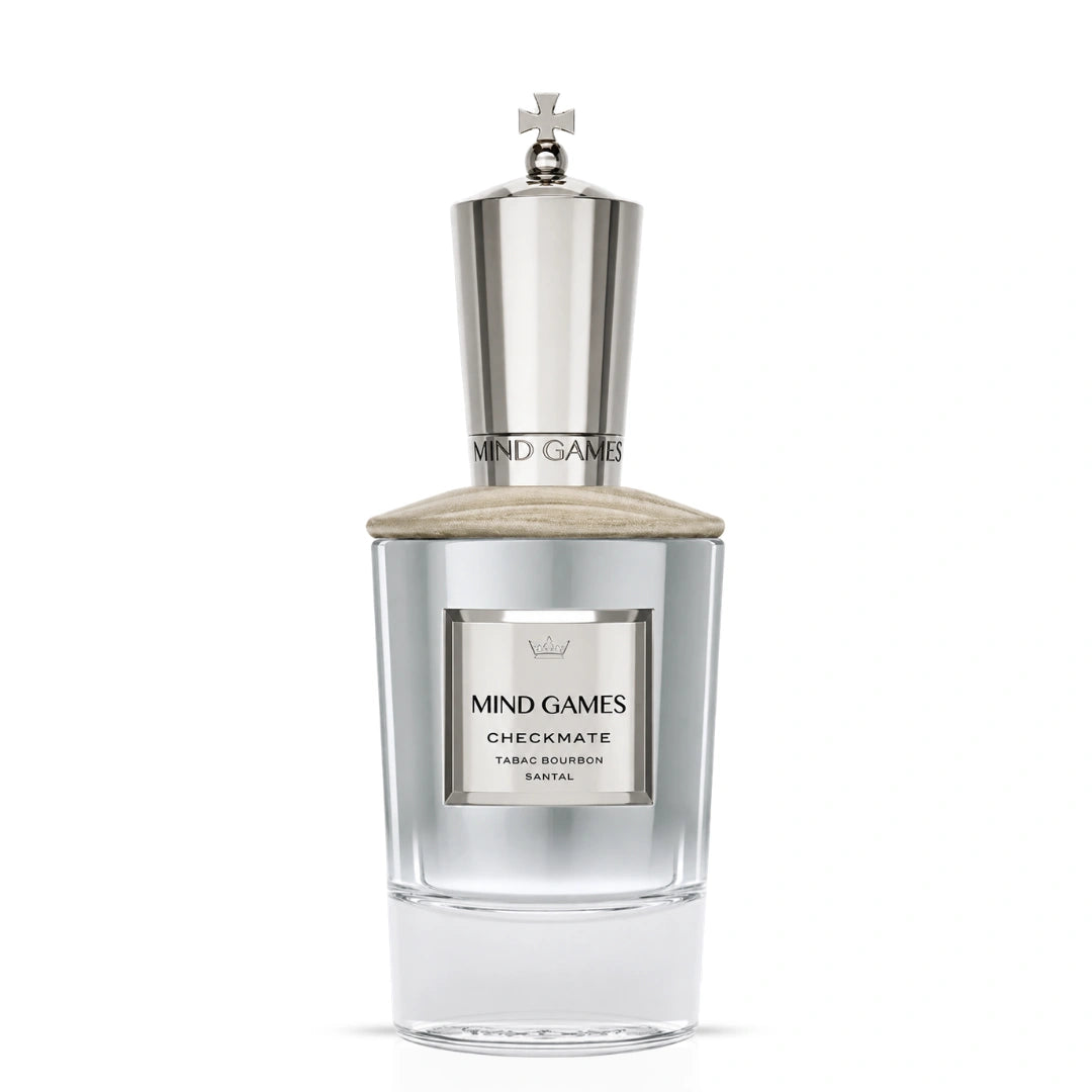 Checkmate Extrait de Parfum spray by Mind Games, 100ml EDP bottle with sleek packaging and black cap.