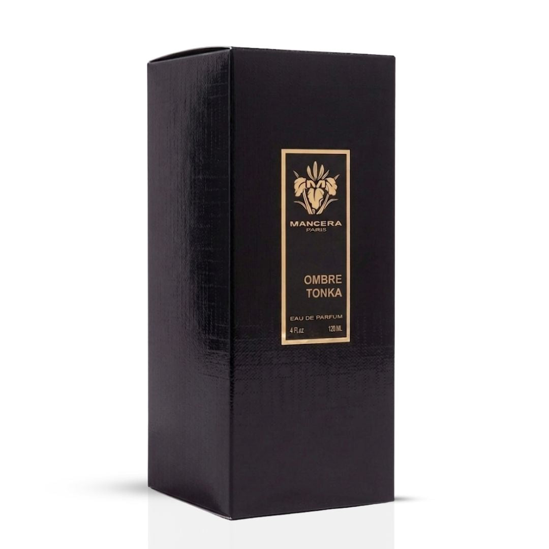 Mancera Ombre Tonka Eau de Parfum spray bottle, 60ml, with elegant packaging and fragrance details visible.