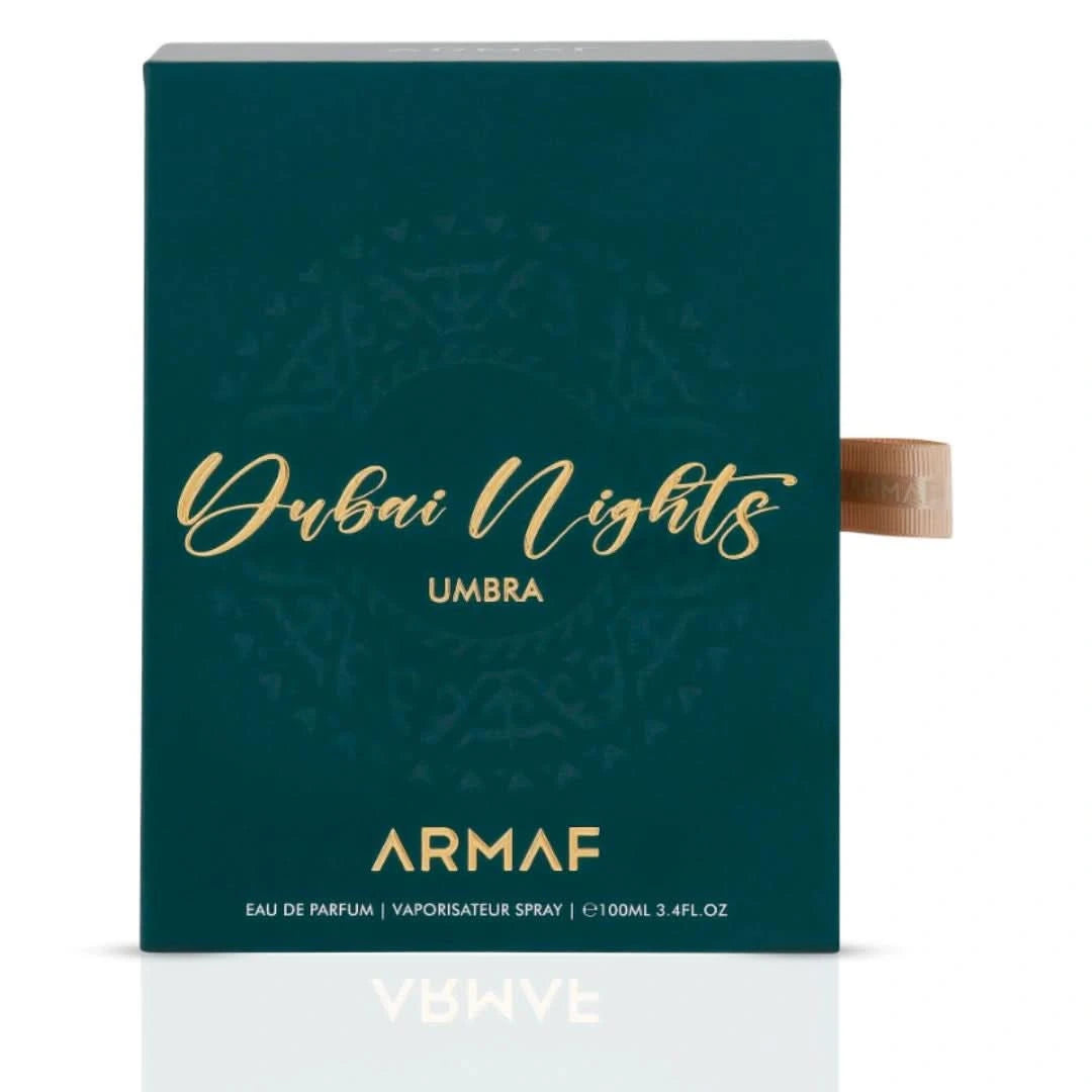 Dubai Nights Umbra Eau de Parfum spray by Armaf, 100ml, featuring a sleek glass bottle with elegant packaging.