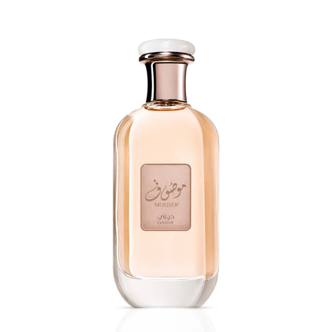 Ard Al Zaafaran Mousuf Daisy Eau de Parfum spray 100ml bottle with floral design and elegant packaging.