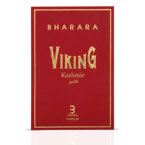 Bharara Viking Kashmir EDP perfume spray 100ml bottle with ornate design and cap, showcasing elegant packaging.