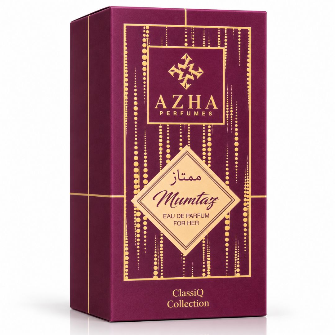 Azha Mumtaz Eau de Parfum Spray 100ml bottle with elegant packaging and floral design, showcasing the luxury fragrance.