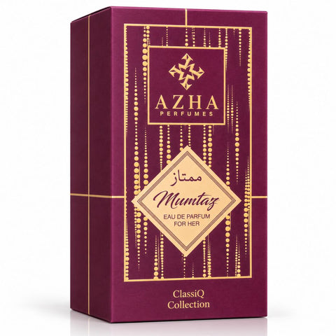 Azha Mumtaz Eau de Parfum Spray 100ml bottle with elegant packaging and floral design, showcasing the luxury fragrance.