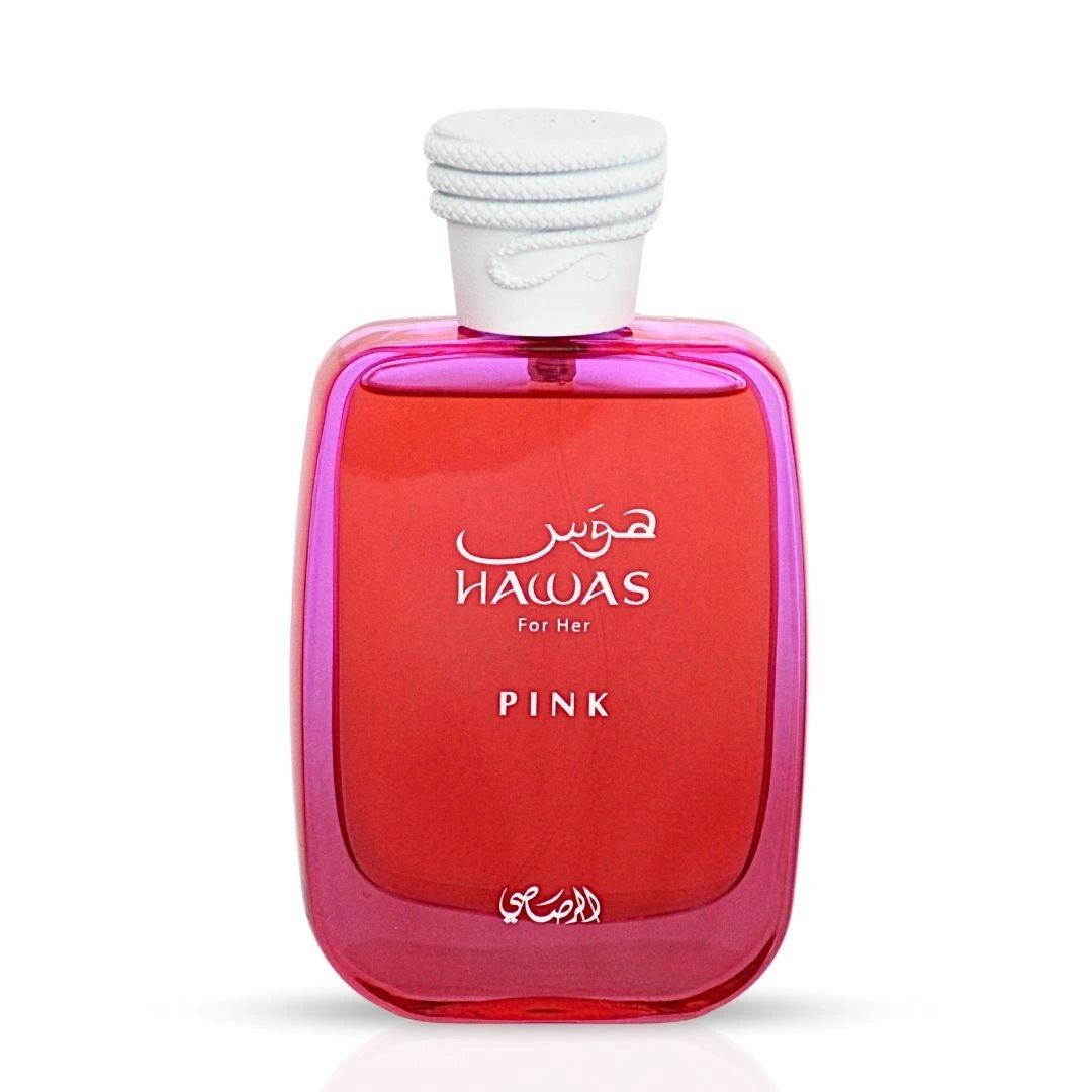 Hawas Pink Eau de Parfum Spray 100ml (3.4 oz) by Rasasi (Velvet Pouch) - Intense Oud