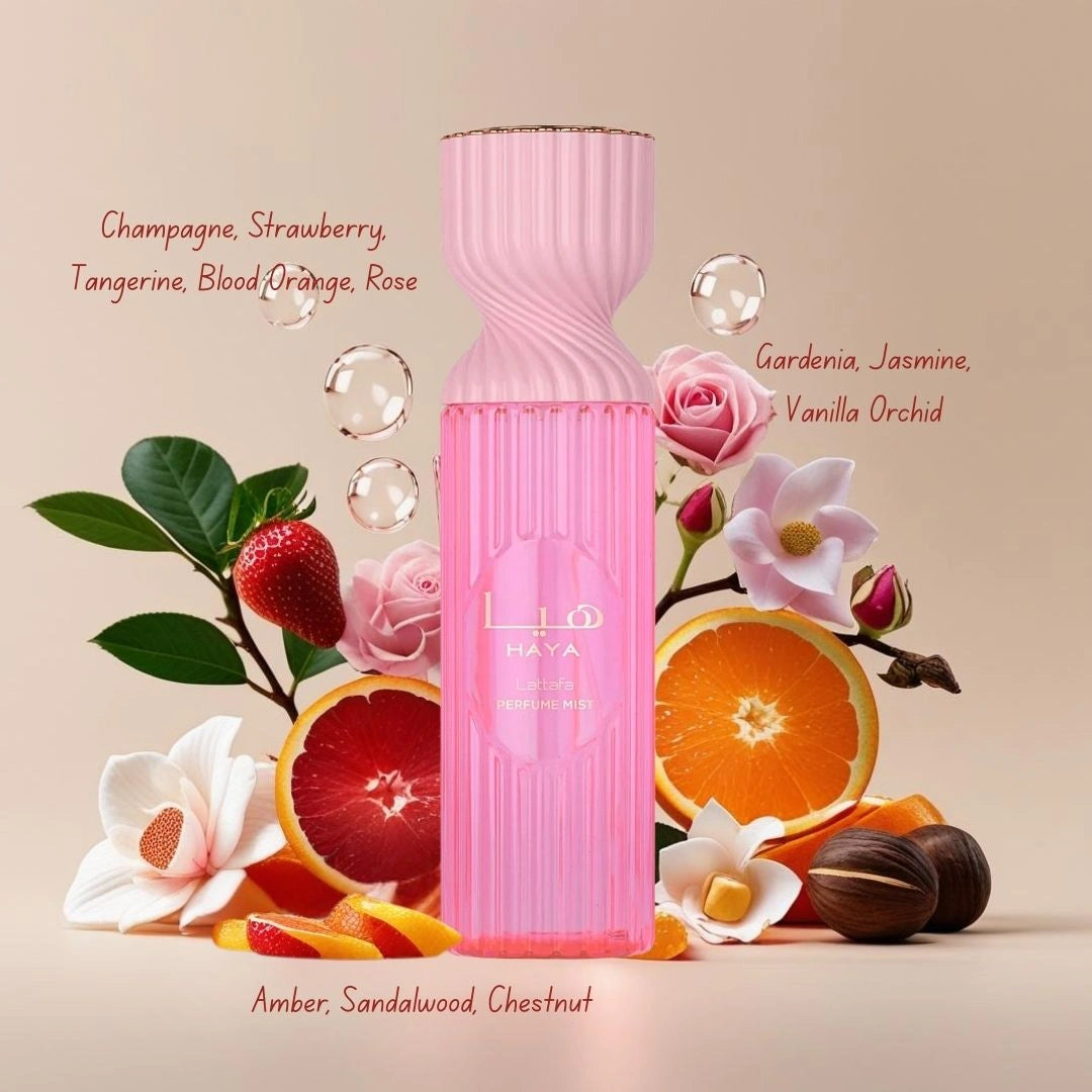 Haya Perfume Mist 250ml (8.4 oz) by Lattafa | Where Glamour Meets Grace - Intense Oud