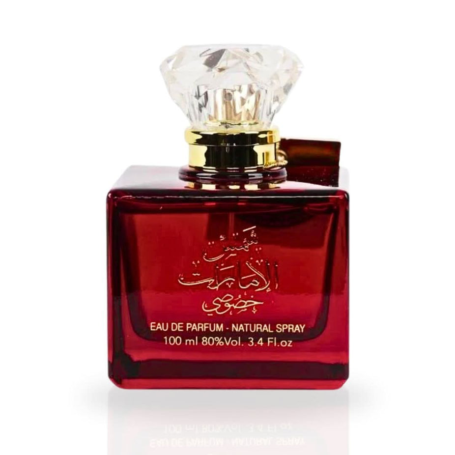 Ard Al Zaafaran Shams Al Emarat Khususi Eau de Parfum spray 100ml, elegant bottle with floral and oriental fragrance notes.