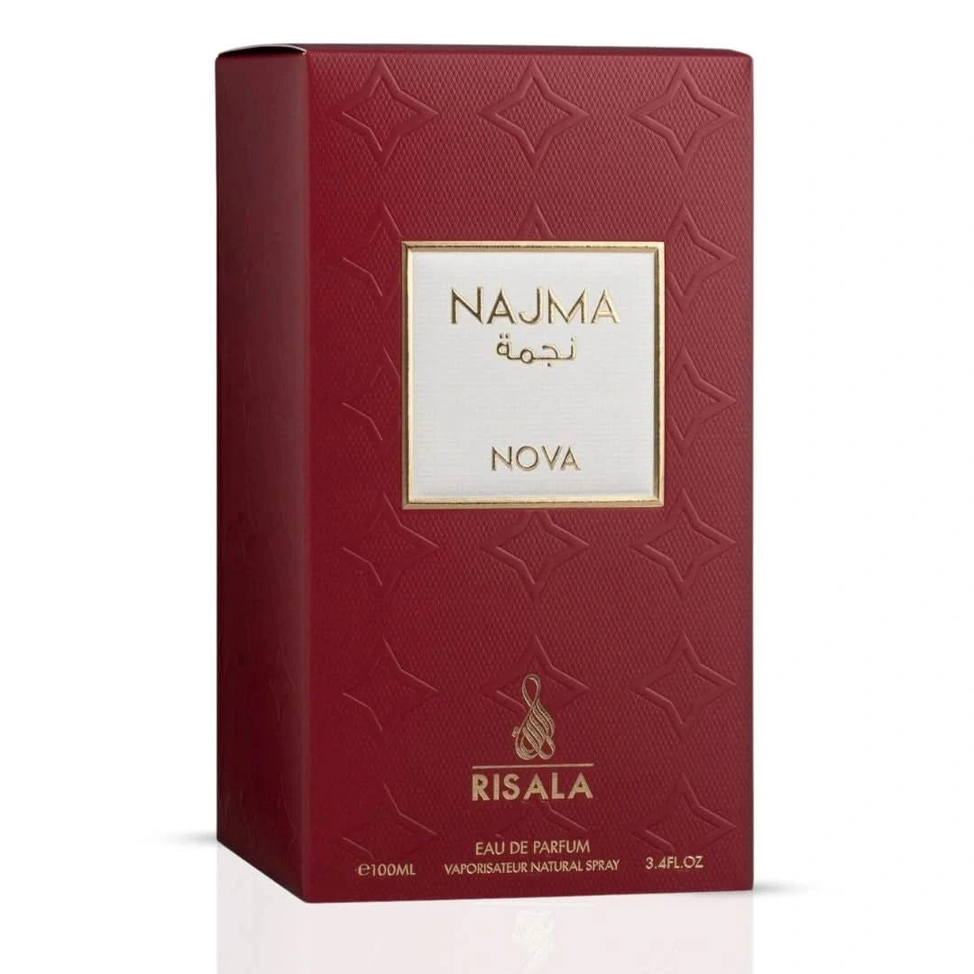 Risala Najma Nova Eau de Parfum Spray 100ml bottle with elegant packaging and floral design, showcasing the RISALA fragrance product
