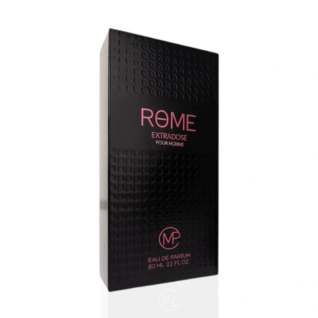Rome Extradose Pour Homme Eau De Parfum spray by Mast Perfume, 100ml bottle, sleek design with a dark-colored cap.