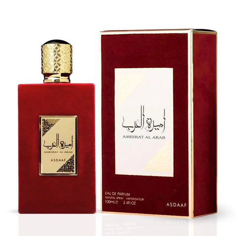 Ameerat Al Arab Eau de Parfum Spray 100ml (3.4 oz) & All Over Spray 150ml (5.07 oz) by Asdaaf | A Scent Fit For A Queen (Bundle) - Intense Oud