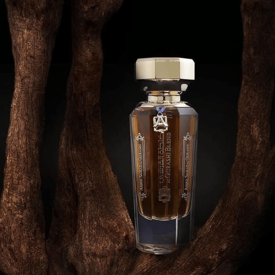 ABQ Al Qurashi Blend EDP Eau De Parfum bottle, 150ml, featuring elegant packaging and branding by Abdul Samad Al Qurashi.