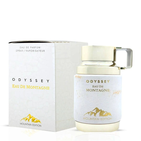 Armaf Odyssey Eau de Montagne and Odyssey Tyrant Eau de Parfum sprays in a 100ml bundle, featuring sleek bottles and modern packaging.