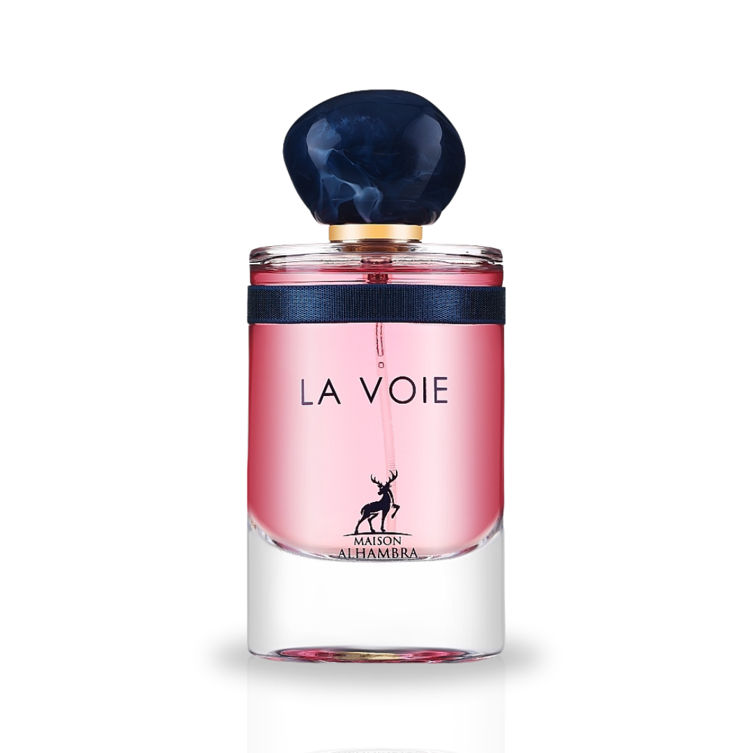 Maison Alhambra La Voie Eau De Parfum spray bottle, 100ml, with elegant packaging and sleek design.