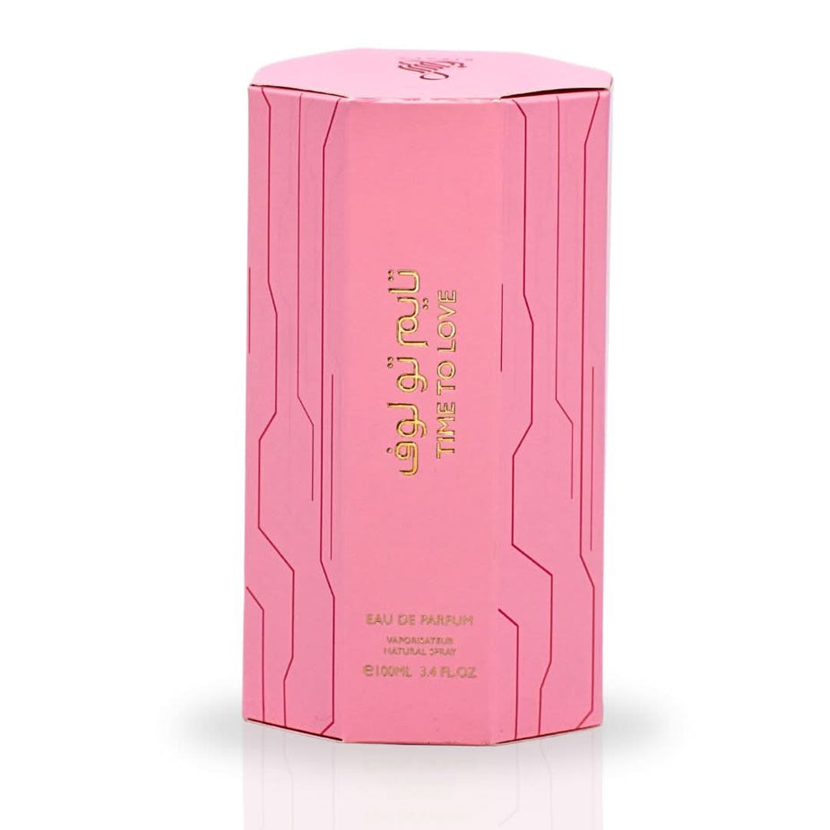 RISALA Time To Love EDP Eau De Parfum 100ML bottle with floral and elegant design, showcasing the luxurious fragrance.