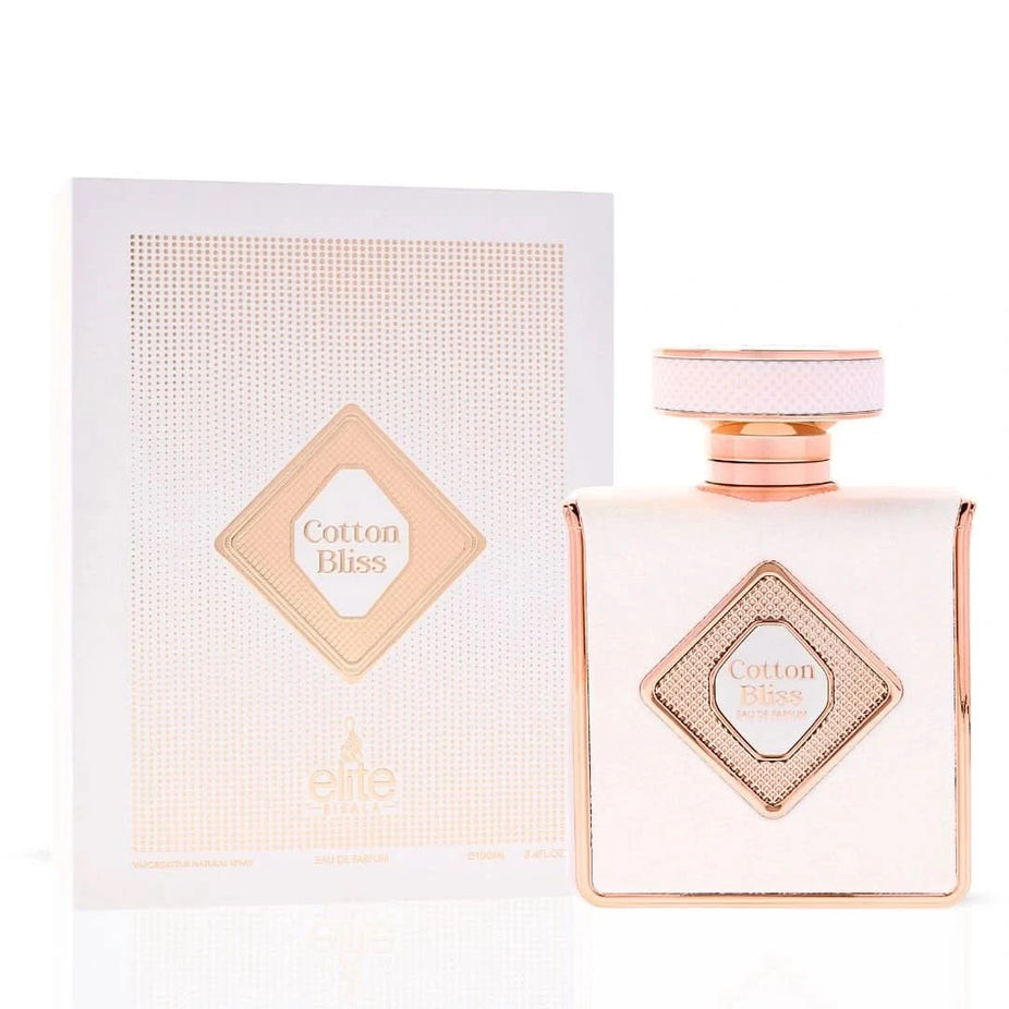 Risala Cotton Bliss and Fruity Bliss Eau de Parfum Spray bundle, 100ml, featuring two elegant perfume bottles with colorful liquid.