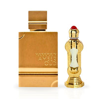Amber Oud Gold Edition EDP Spray 100ML (3.4 OZ) & Sultan Perfume Oil 12ML (0.4 OZ) By Al Haramain. (BUNDLE)