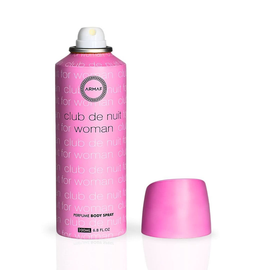 Armaf Club De Nuit Women Perfumed Body Spray 200ML deodorant bottle with elegant design and label, showcasing the product's branding.