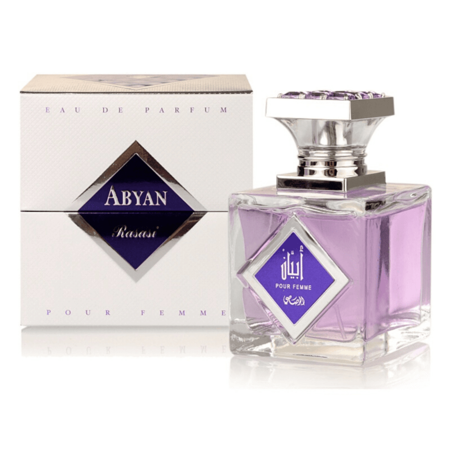 Bundle of Abyan EDP by Rasasi for men and women, 100ml bottles, showcasing the perfume bottles with elegant packaging.