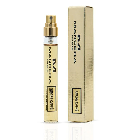 Mancera Amore Caffè Eau de Parfum spray bottle, 8ml, with elegant packaging and a luxurious fragrance appearance.