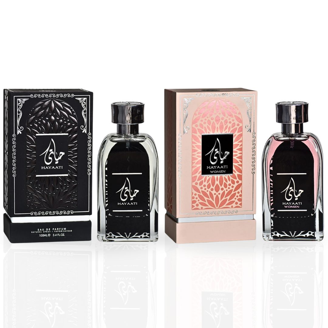 Hayaati For Men & Hayaati For Women - EDP Spray 100ML (3.4 OZ) By Ard Al Zaafaran | Long Lasting, Refreshingly Spicy & Woody Aroma. (ELITE BUNDLE) - Intense Oud