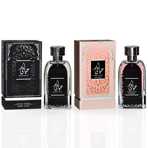 Hayaati For Men & Hayaati For Women - EDP Spray 100ML (3.4 OZ) By Ard Al Zaafaran | Long Lasting, Refreshingly Spicy & Woody Aroma. (ELITE BUNDLE) - Intense Oud