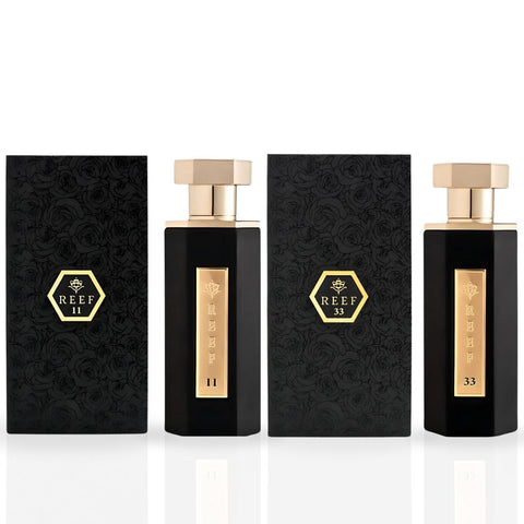 Reef 33 & Reef 11 EDP Sprays 100ML (3.38 OZ) By Reef Perfumes | Long Lasting & Luxurious Fragrances. (MYSTIC BUNDLE) - Intense Oud