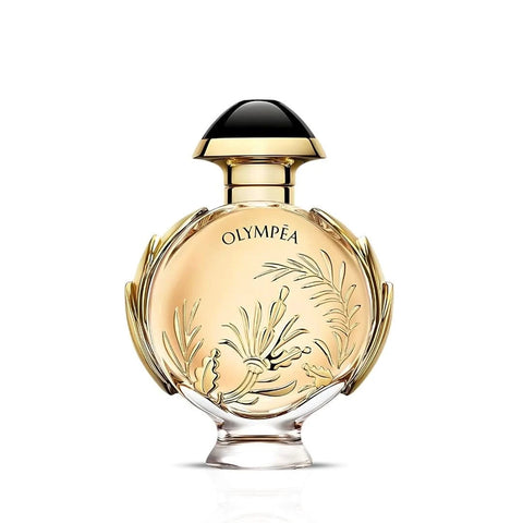 Paco Rabanne Olympea Solar Eau De Parfum Intense spray bottle, 50ml (1.7 oz), with elegant packaging and golden accents.