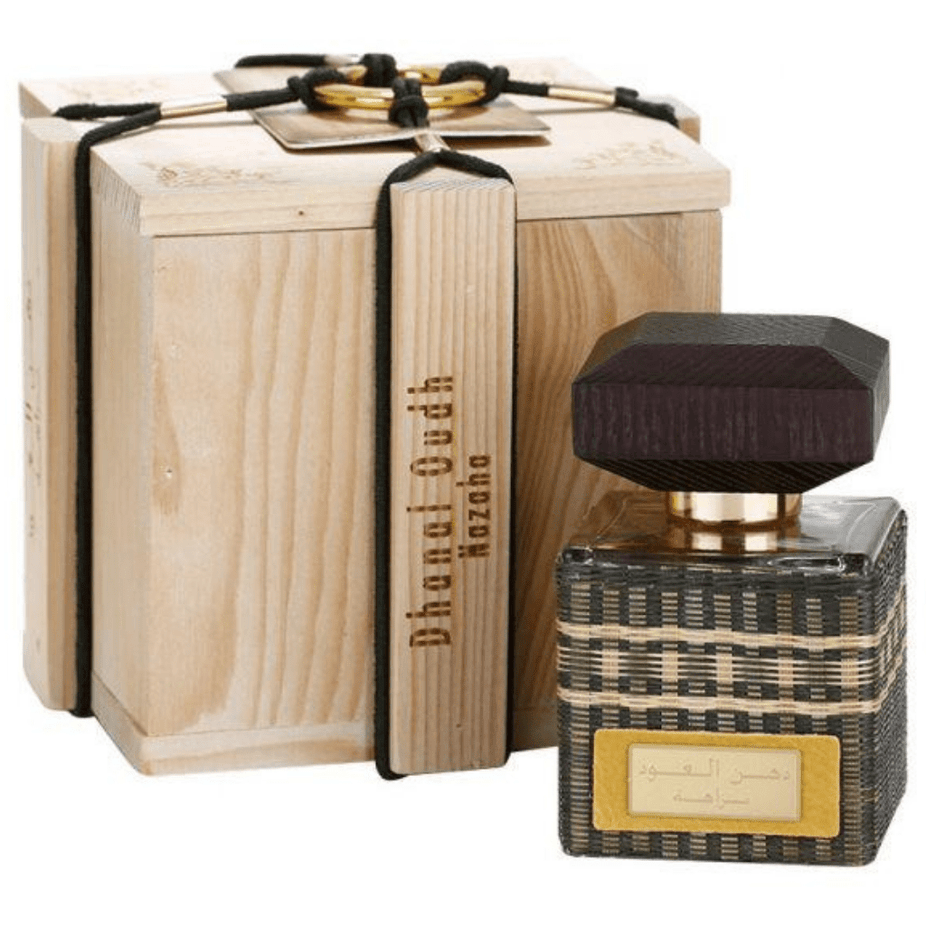 Rasasi Dhanal Oudh Nazaha Eau De Parfum 45ML bottle, showcasing elegant packaging and branding for authentic fragrance.