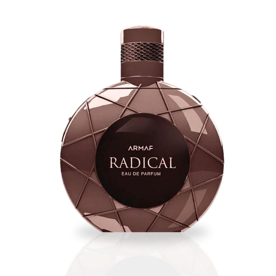 Armaf Radical Brown EDP Spray 100ML bottle, showcasing exotic fragrance and elegant design for a luxurious scent experience.