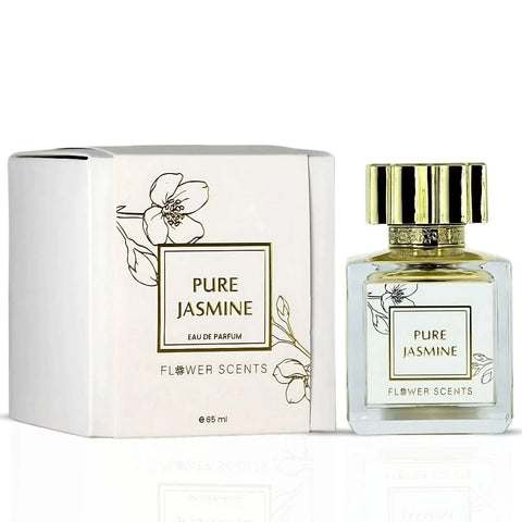 Bundle of two Flower Scents Pure Jasmine and Tuberose Bloom Eau de Parfum sprays, 65ml each, featuring floral fragrance bottles.
