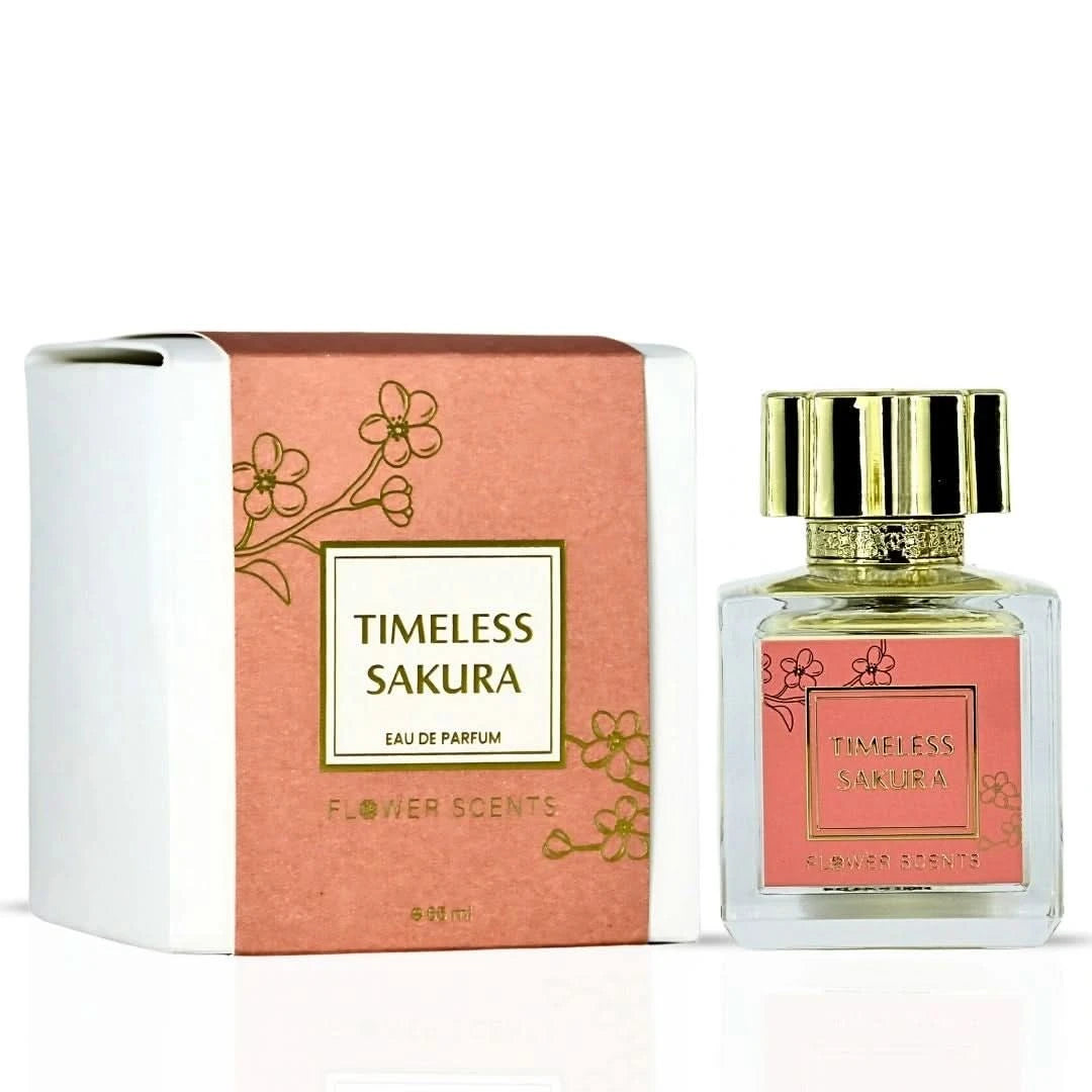 Flower Scents bundle of two 65ml Sakura and Scarlet Rose Eau de Parfum sprays, featuring floral glass bottles.