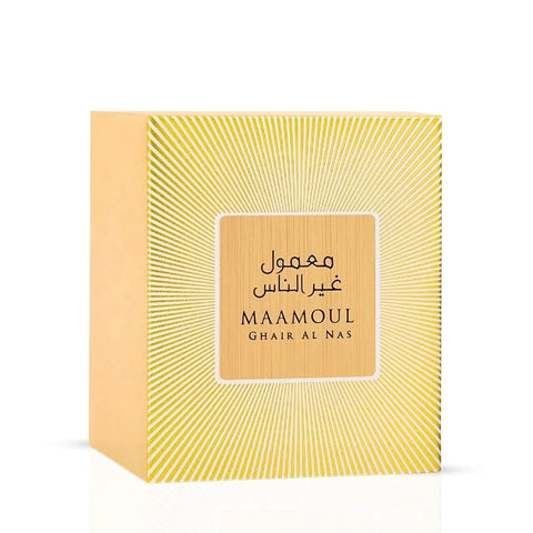 Rasasi Maamoul Ghair Al Nas Bakhoor in 150g package, traditional aromatic incense with decorative packaging and fragrant wood chips