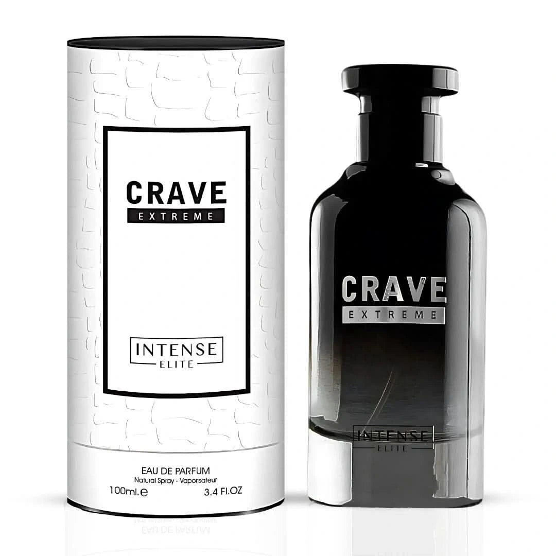 Intense Elite Crave Extreme Eau de Parfum bundle with 100ml and mini 20ml spray bottles, featuring sleek packaging and elegant design.