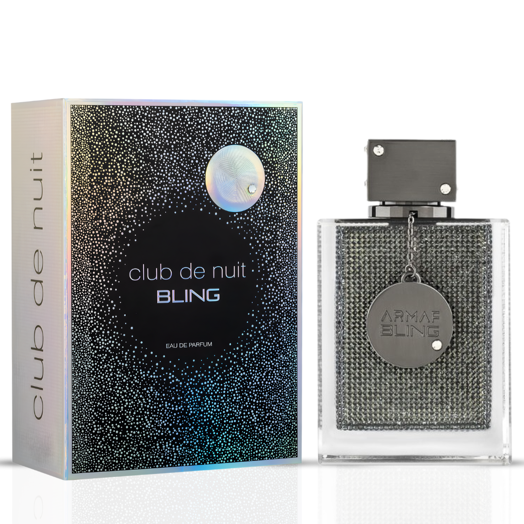 Armaf Club de Nuit Bling 75ml and Club De Nuit Maleka 105ml Eau de Parfum spray bundle with elegant bottles.